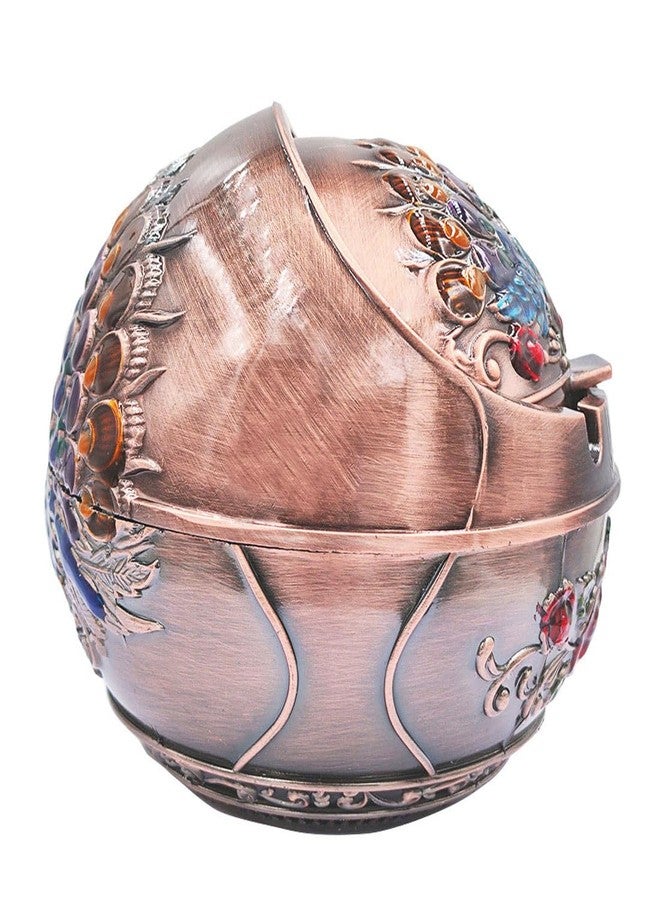 Hourwof Smokeless Ashtray with Lid,Peacock Windproof Ashtrays for Outdoor Patio Balcony,Metal Cigarettes Ash Tray for Home Office Tabletop Decor,Birthday Housewarming Gift,Copper - Image 5